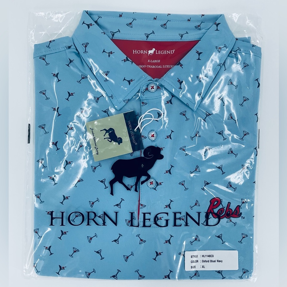 RARE! Horn Legend Powder Blue Ole Miss "Rebs" Manhattan Polo - XL - NWT - Picture 6 of 7